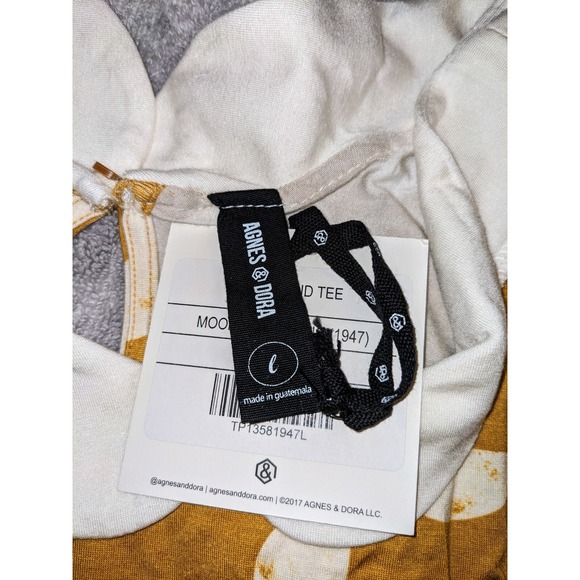 AGNES & DORA "Neverland" SHIRT Yellow White Collar Geometric Graphics Size L NWT - Picture 5 of 7